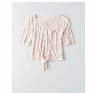 Pink Tie-Front Crop Too